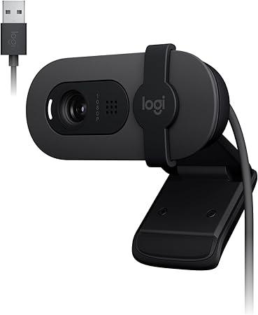 Webcam Full HD Logitech Brio 100 com Microfone Integrado, Proteção de Privacidade, Correção Automática de Luz e Conexão USB-A - Grafite