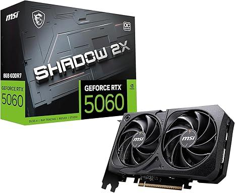 Placa de Video MSI RTX 5060 Shadow 2X OC, 8GB, GDDR7-912-V537-037