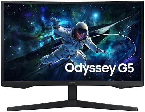 Monitor Gamer Samsung Odyssey G5 27, Resolução QHD, Taxa de atualização de 165Hz & 1ms de tempo de resposta (MPRT), Curvatura com 1000R, HDR 10, AMD FreeSync, Eye Saver Mode & Flicker Free Mode