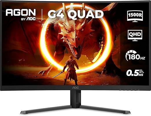 Monitor Gamer Curvo AOC AGON QUAD 32" 180Hz 0,5ms HDR10 CQ32G4E