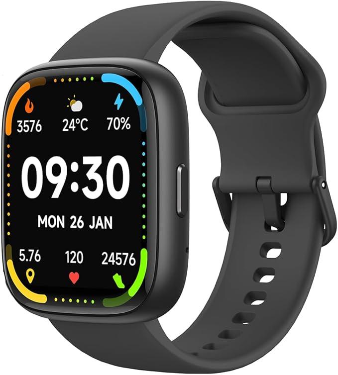 Bettdow SmartWatch, relogio smartwatch com Ecrã tátil e Alexa, à prova d'água IP68, relogio feminino e masculino, com 100+ modo esportivo e recebimento de notificações(preto)