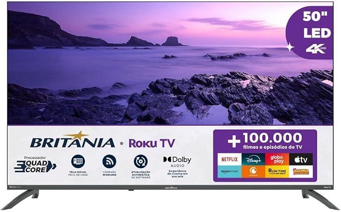 TV Smart TV 50” Britânia Roku TV LED Dolby Audio BTV50VA4REGB
